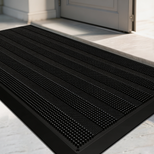 Heavy-Duty Rubber Door Mat, Black