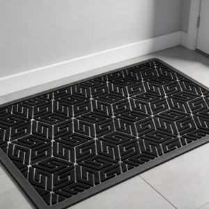 Swirl Pattern Fluffy Area Rug, Black & Grey