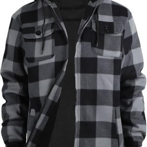 Lined Hoodies for Men'sHeavyweight Full Zip Up Sweatshirt Thick Fleece Jackets Winter Warm Coats
