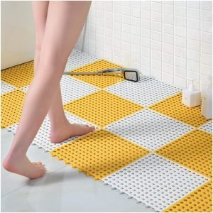 Bathroom Non-Slip Mat Anti-Fall Shower Room Foot Pad Large Hand Washing Bathroom Carpet WC Waterproof Mat, 30x30cm, 1cm Thick  (Color : A, Size : 15PCS)