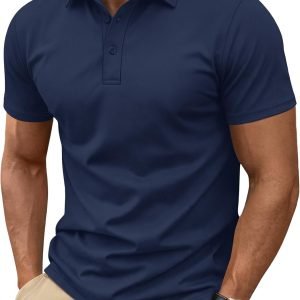 Men's Polo Shirts Short Sleeve Cotton Pique 3 Buttons Golf Shirts Classic Fit Casual Performance T-Shirt