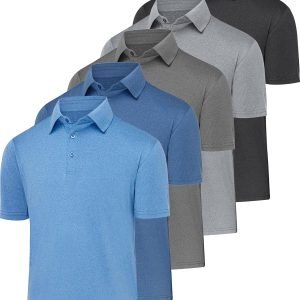 4/5 Pack Mens Polo Shirts Short Sleeve Quick Dry Moisture Wicking Casual Golf T Shirts for Men
