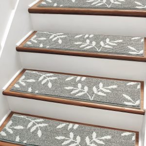 Carpet Stair Treads, Non-Slip Stair Treads for Wooden Steps Indoor, 30”x8” Stair Runner for Pets Non Skid Wood Staircase Step Treads Reusable, Set of 15, Grey
